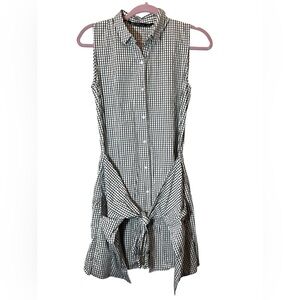 Zara Trafaluc 100% Cotton Checked Button Down Shirt Dress Size US S Preppy